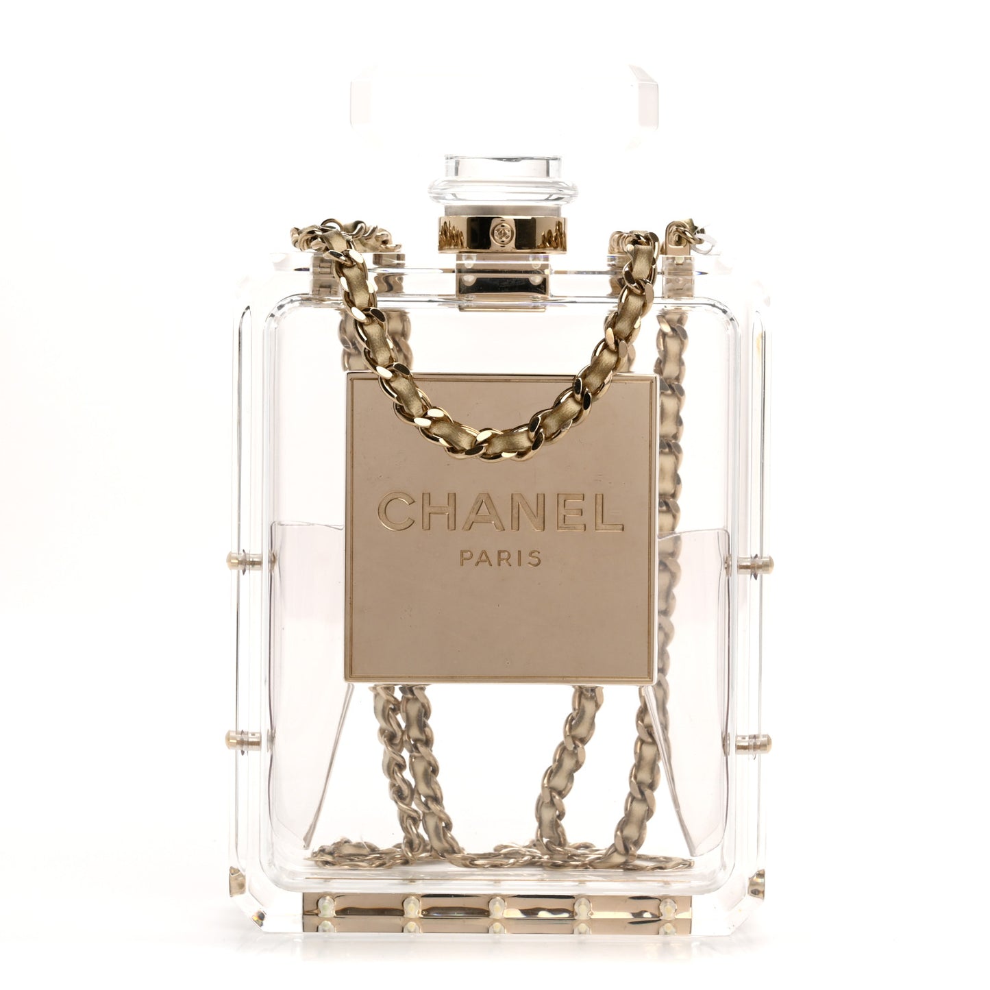 Transluscent Plexiglass Perfume Bottle Clutch