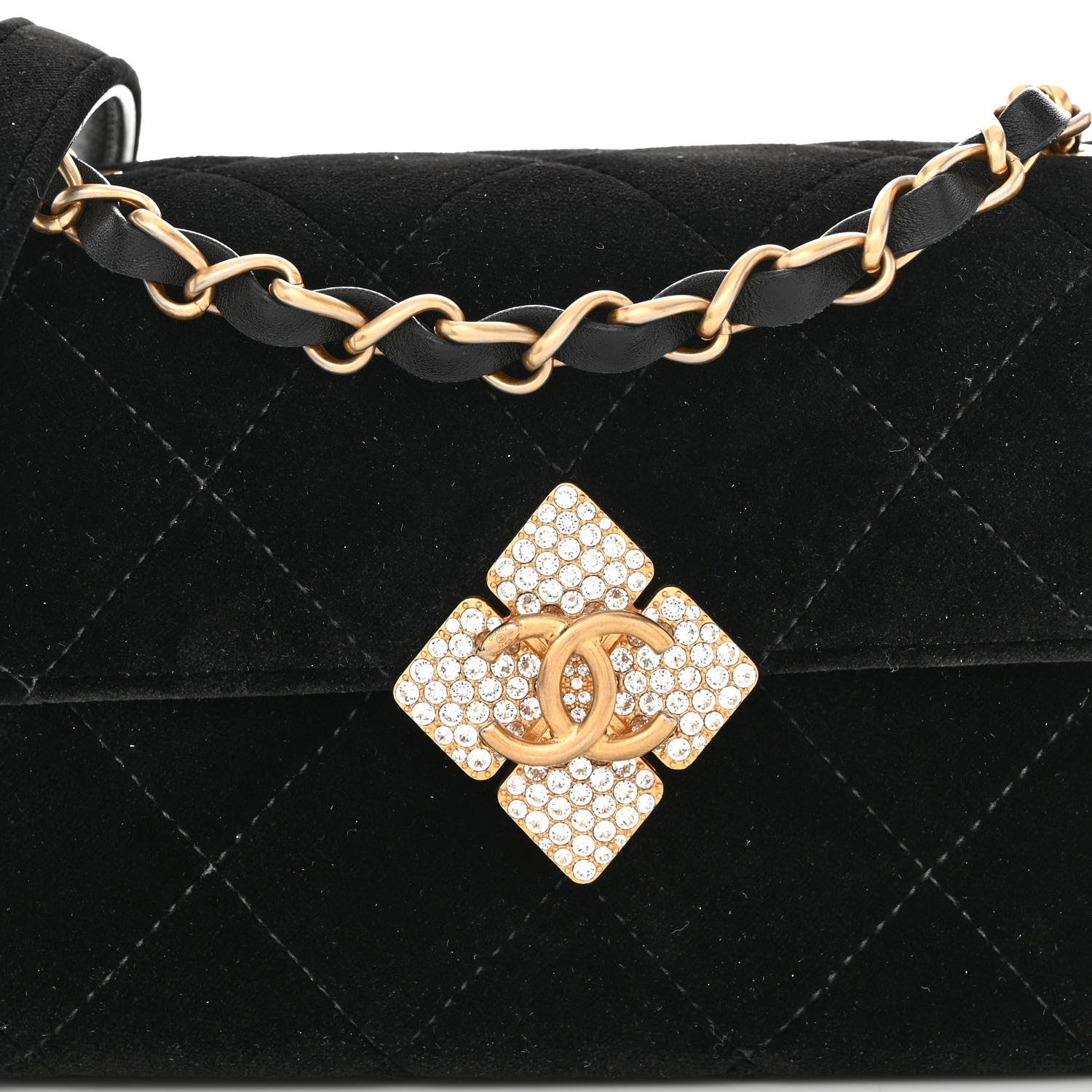 Chanel Velvet Strass Diamond Lock Flap Black 9 of 11