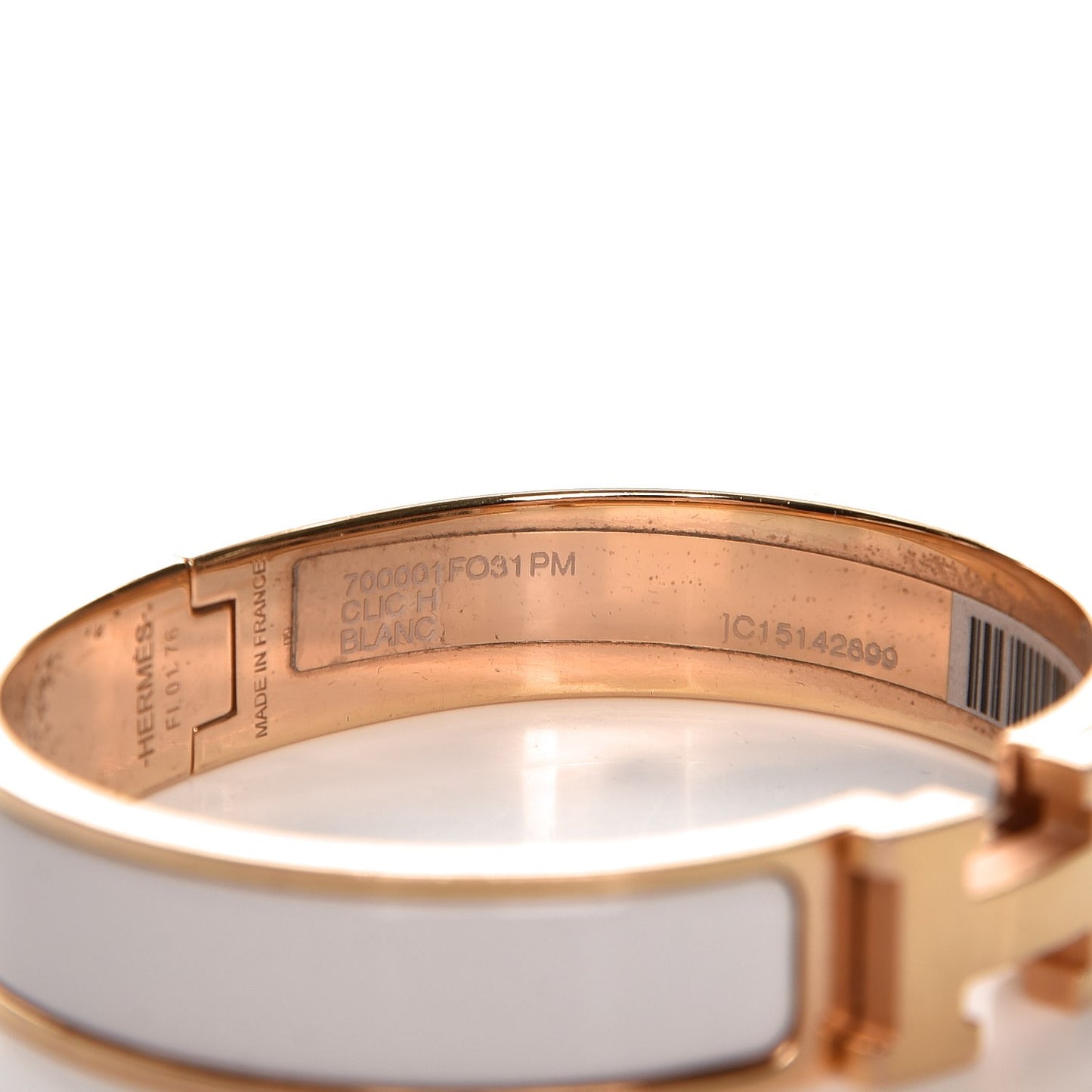 Enamel Narrow Clic Clac H Bracelet PM White
