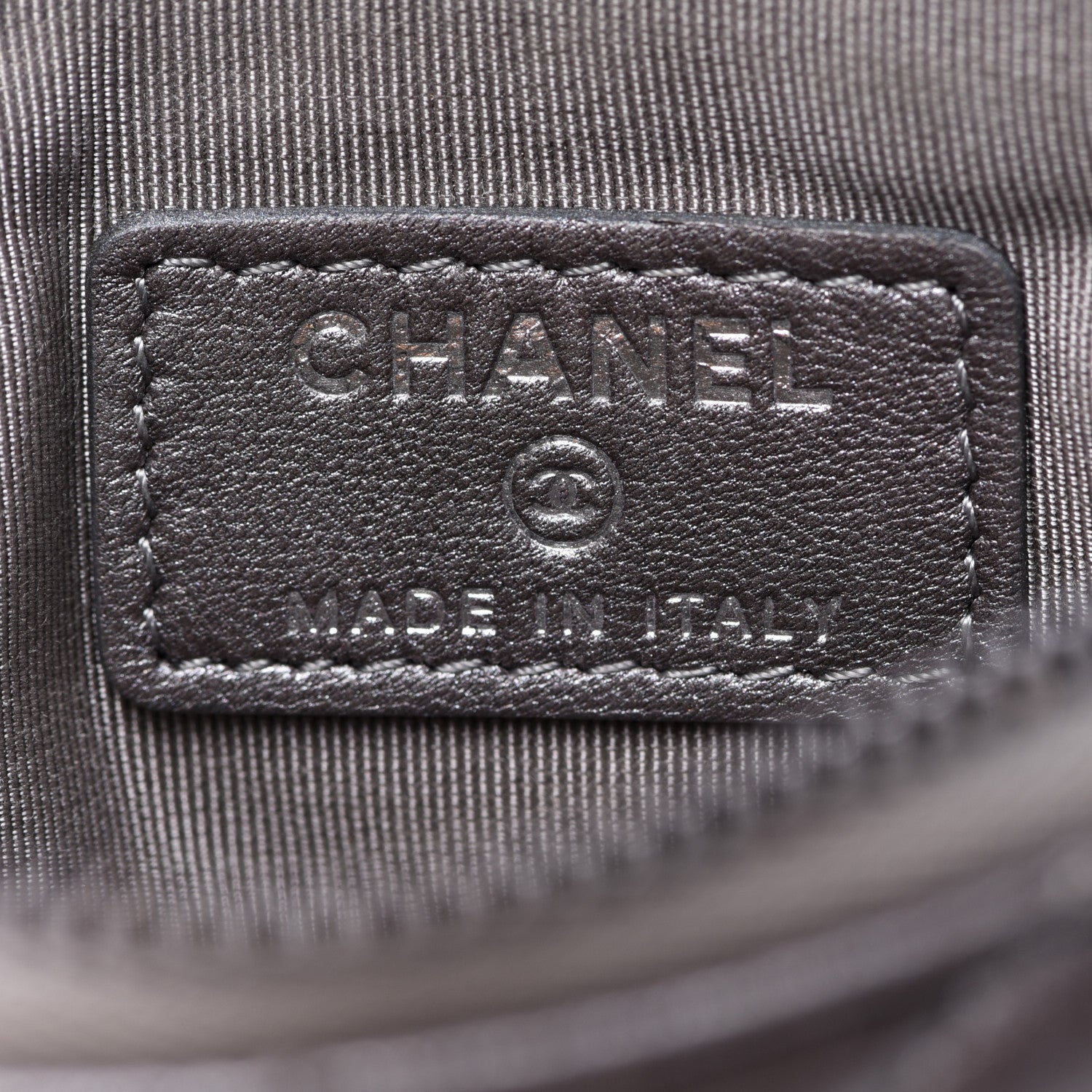 Chanel Lambskin Chevron Quilted Studded Small Cosmetic Case Grey 6 of 7