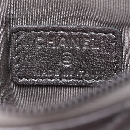 Chanel Lambskin Chevron Quilted Studded Small Cosmetic Case Grey 6 of 7