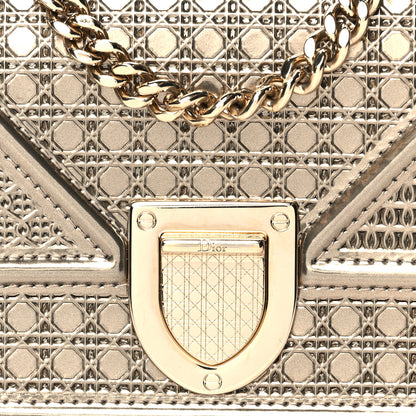 Christian Dior Metallic Patent Micro-Cannage Baby Diorama Flap Bag Gold 6 of 9