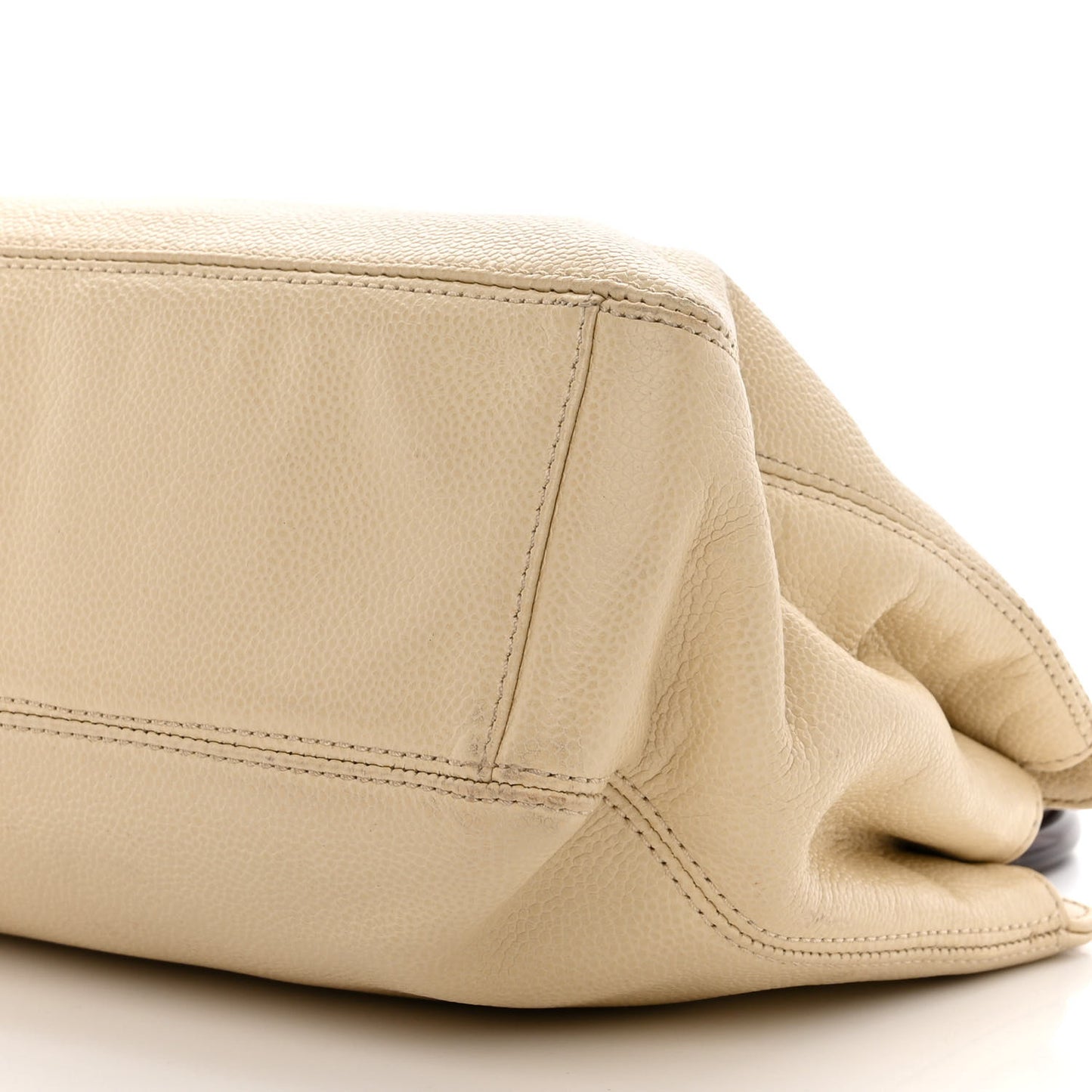 Caviar Wood Handle Handbag Beige