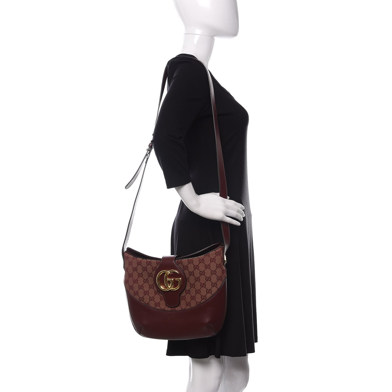 Gucci GG Monogram Calfskin Medium Arli Shoulder Bag Sahara Rubino Chardonnay 2 of 10
