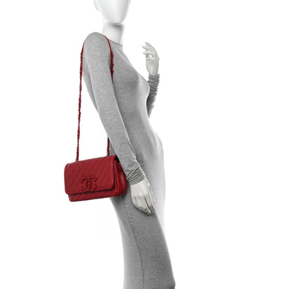 Chanel Calfskin Quilted Medium CC Filigree Flap Red 2 of 10