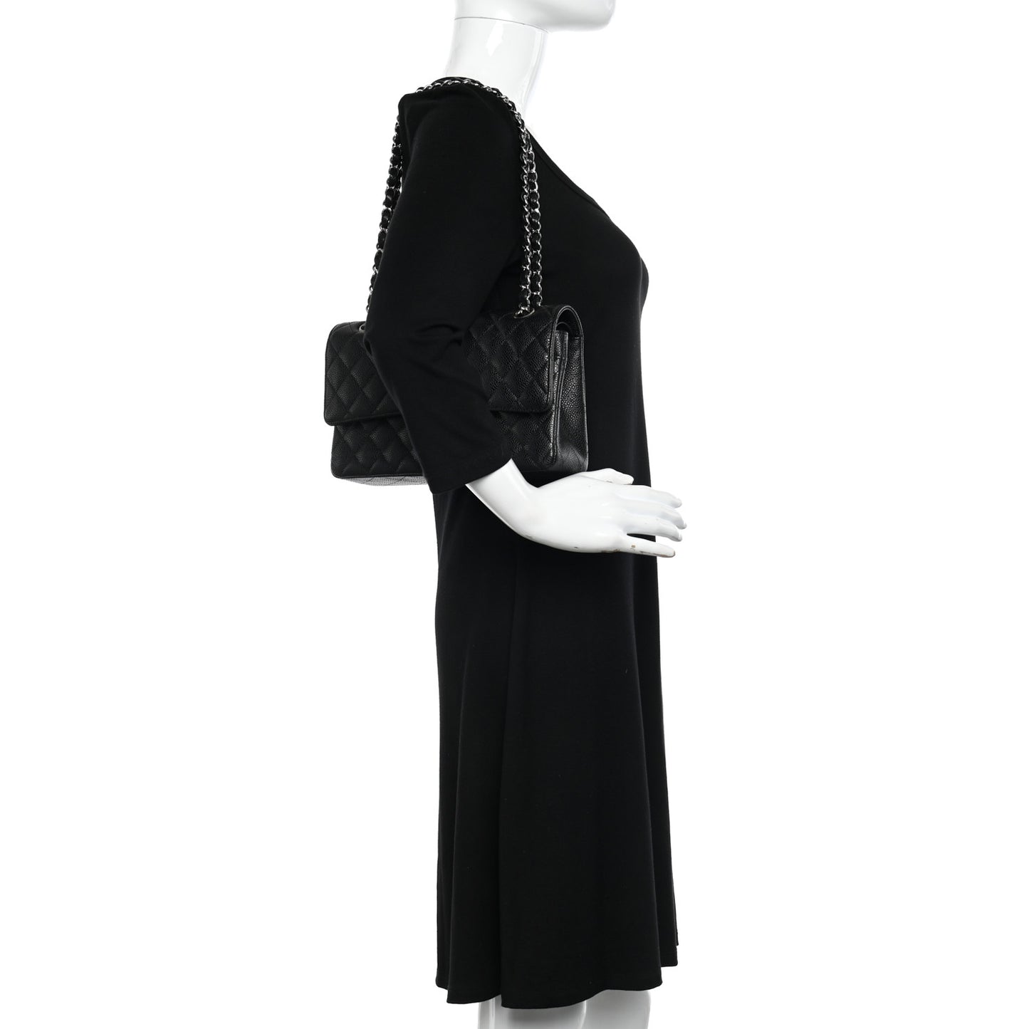 Caviar Quilted Medium Double Flap Black