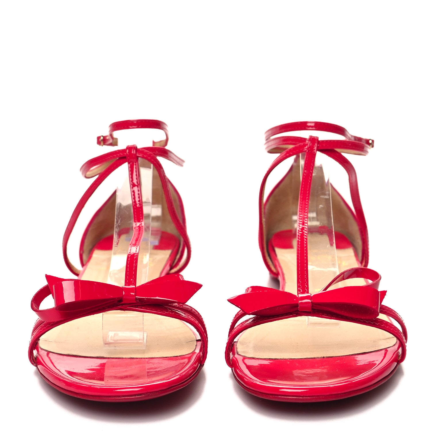 Christian Louboutin Patent Blakissima Flat Sandals 38 Fraise 2 of 8