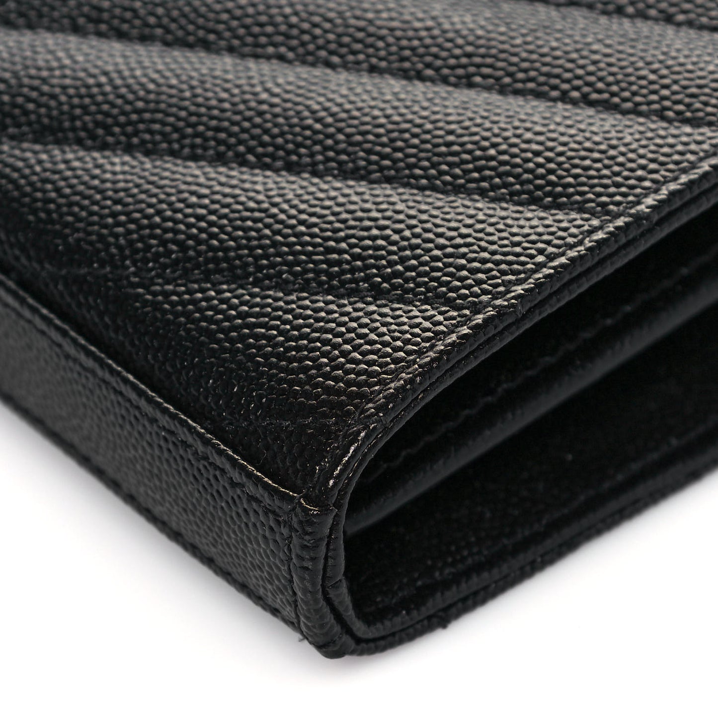 Grain De Poudre Matelasse Chevron Monogram Chain Wallet Black