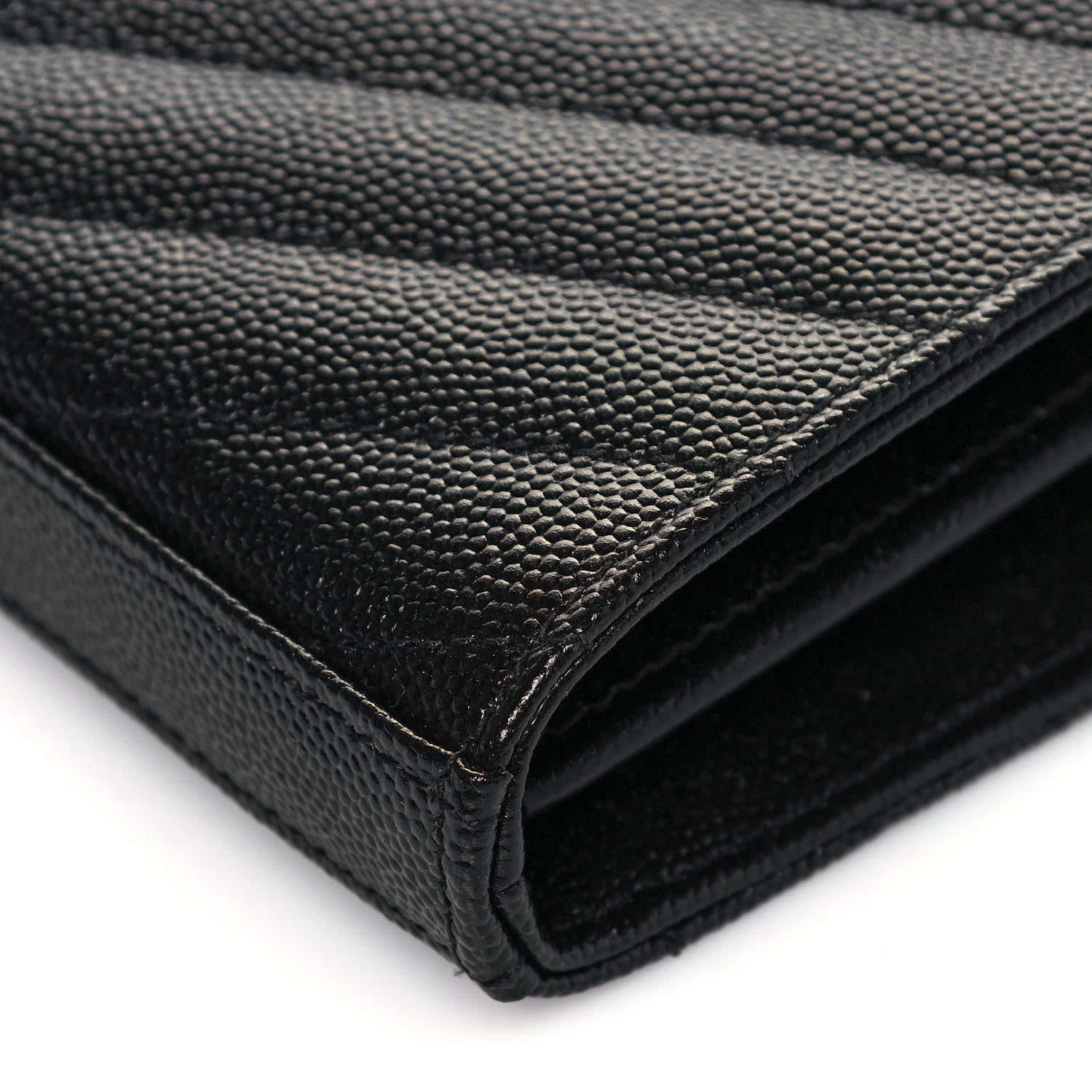 Saint Laurent Grain De Poudre Matelasse Chevron Monogram Chain Wallet Black 9 of 13