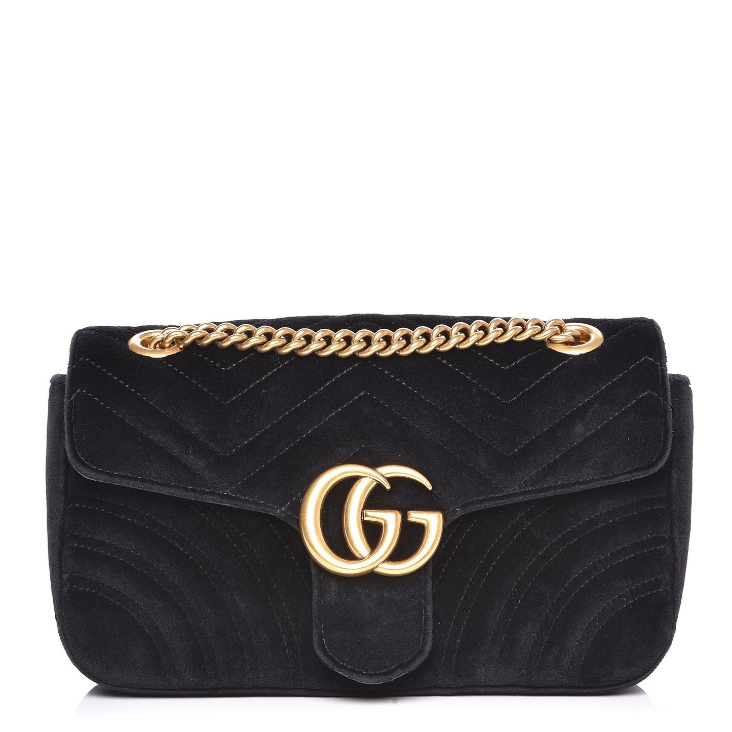 Velvet Matelasse Small GG Marmont Shoulder Bag Black
