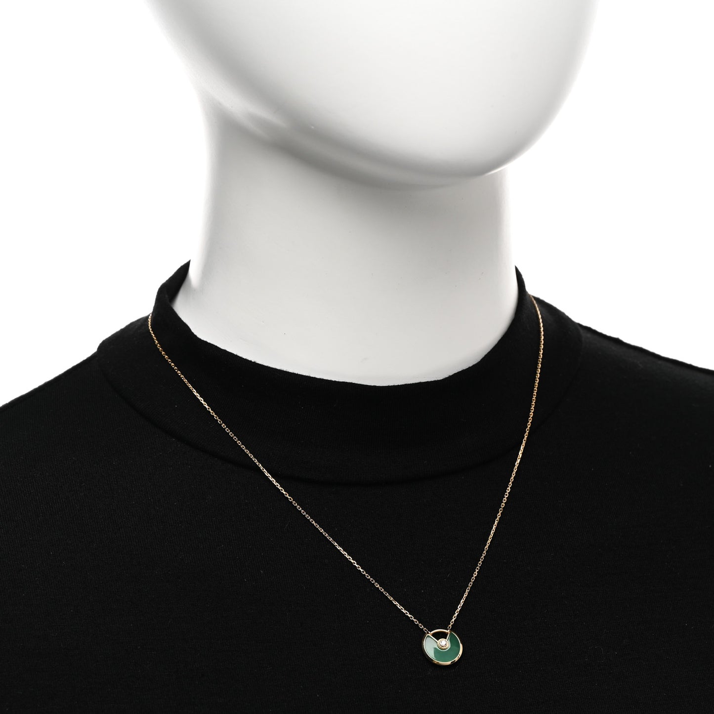 18K Yellow Gold Diamond Chrysoprase XS Amulette de Cartier Pendant Necklace