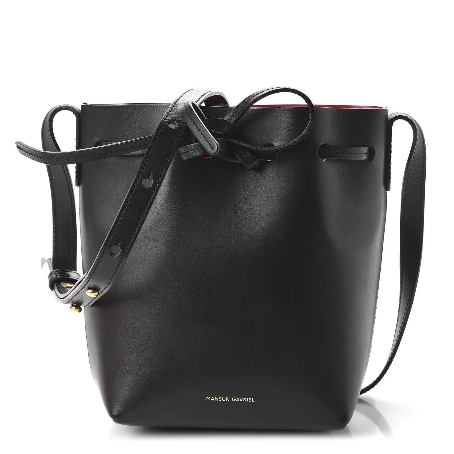 Vegetable Tanned Calfskin Mini Mini Bucket Bag Black Flamma