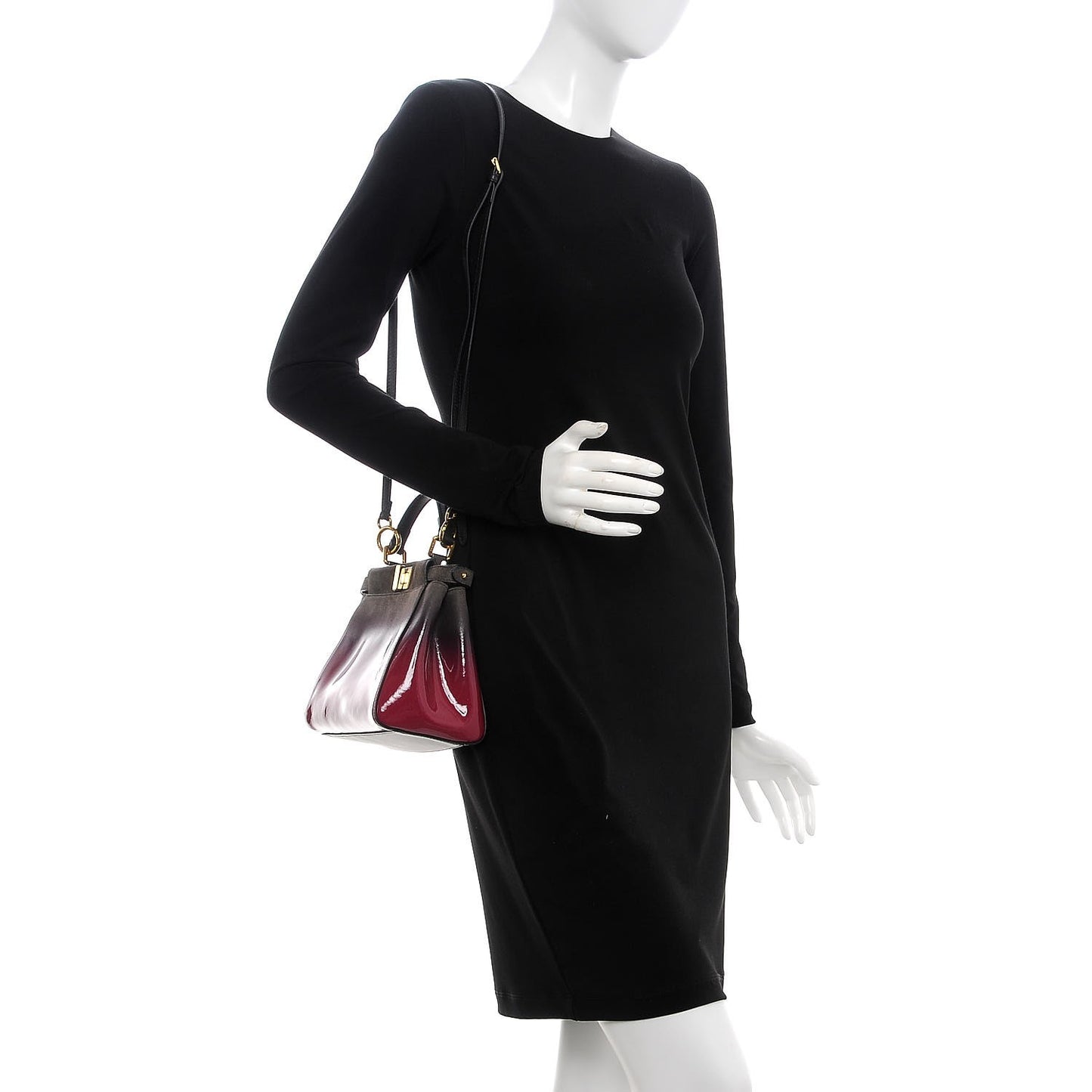 Suede Patent Calfskin Ombre Mini Peekaboo Iconic Satchel Magenta