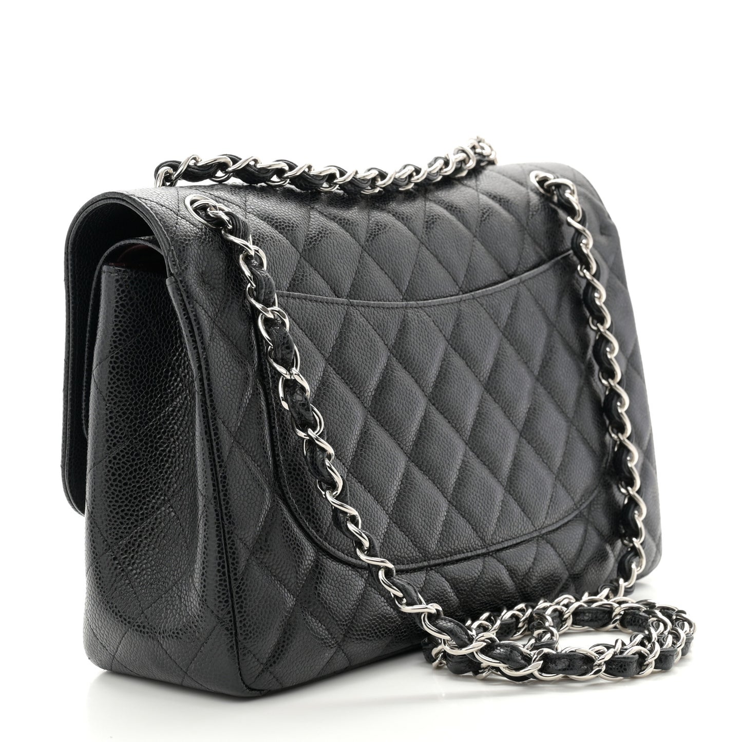 Caviar Quilted Jumbo Double Flap Black