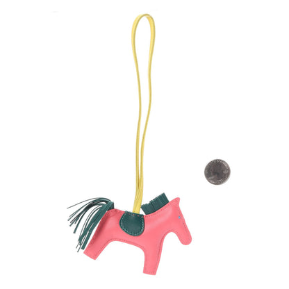 Hermes Milo Lambskin Grigri Rodeo Horse Bag Charm PM Rose Azalee Malachite Lime 2 of 3