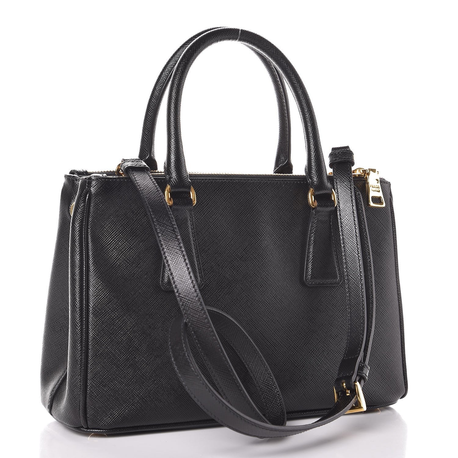 Prada Saffiano Lux Mini Double Zip Tote Black 4 of 9