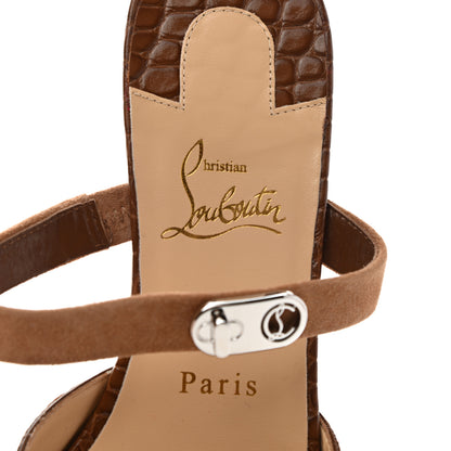Christian Louboutin Calfskin Crocodile Embossed Choc Lock Flats 38 Biscotto 7 of 8