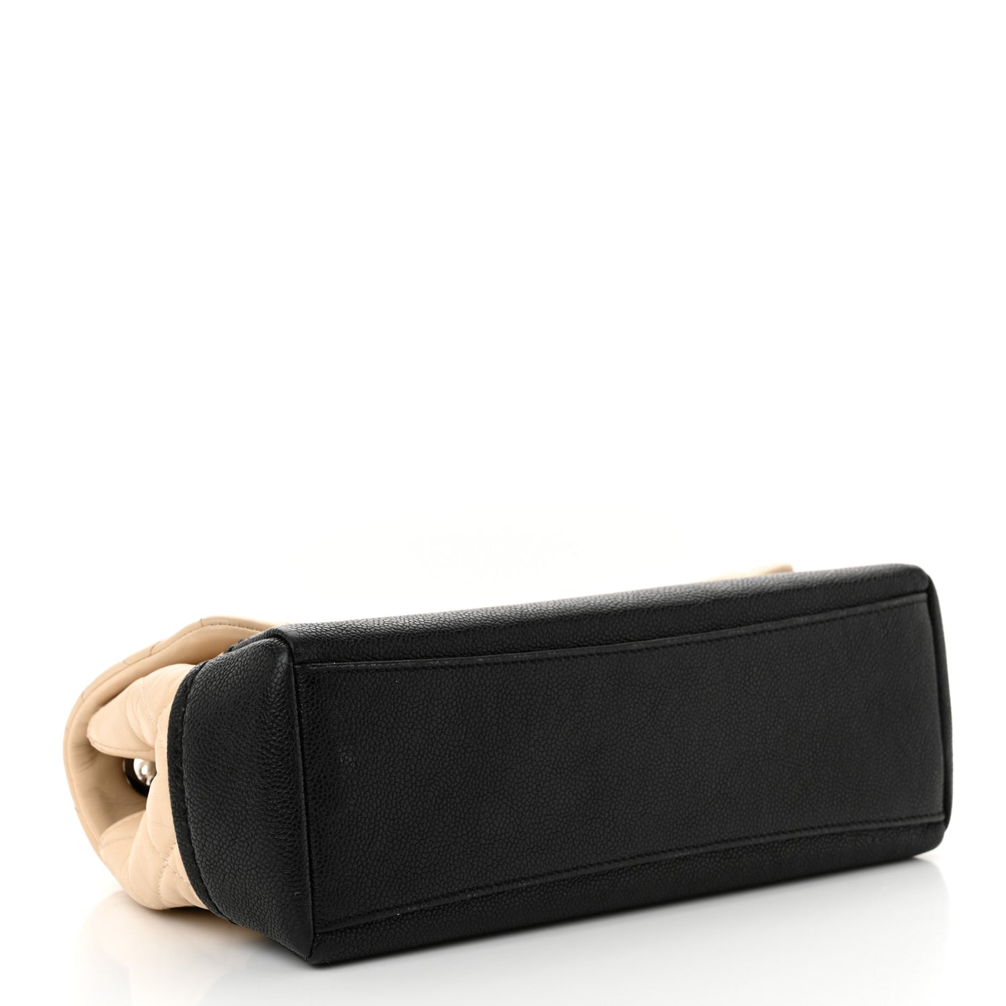 Calfskin Caviar Quilted Flap Beige Black