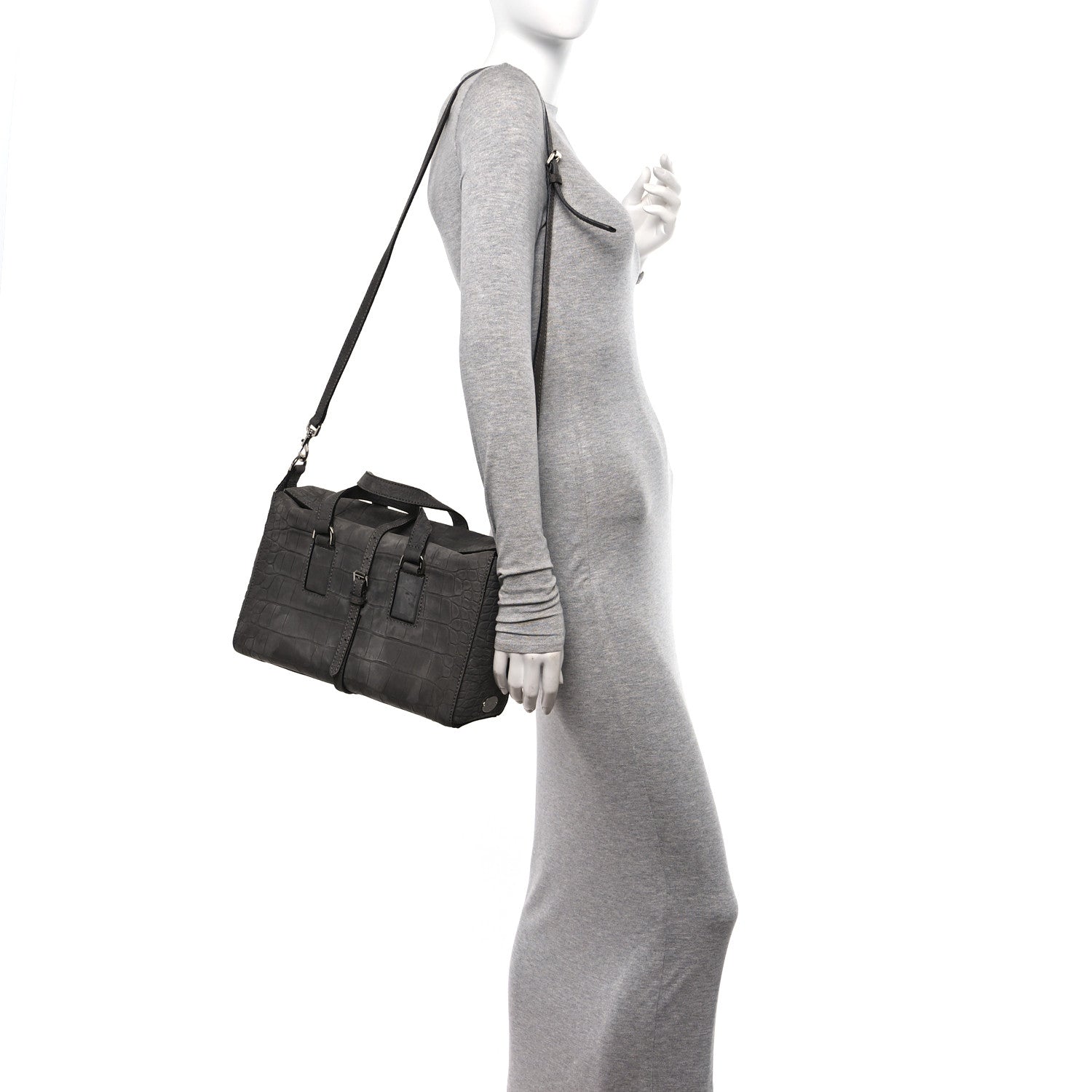 Mulberry Nubuck Crocodile Embossed Small Roxette Grey 2 of 16