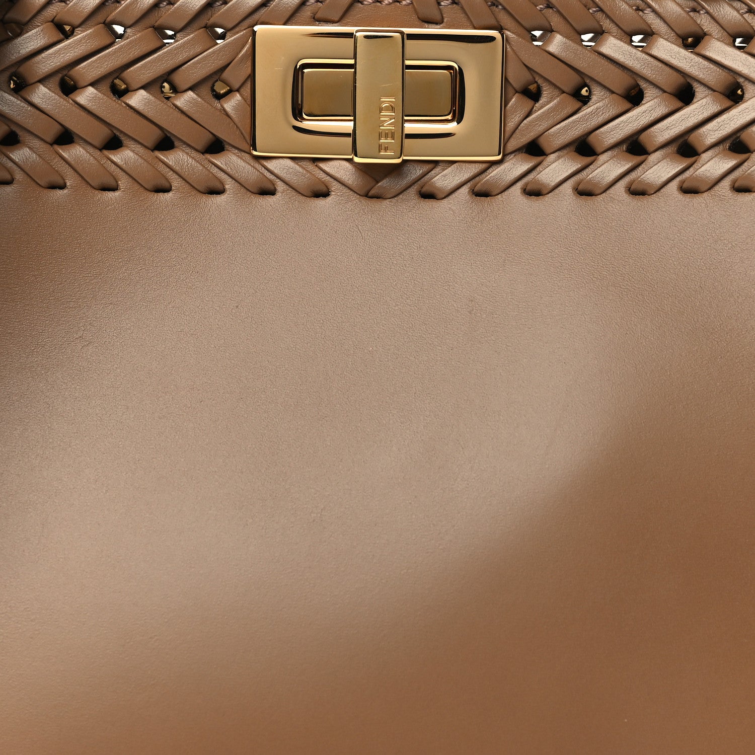 Fendi Vitello King Ceylon Shiny Nappa Woven Small Peekaboo I SEE U Satchel Sand 15 of 20