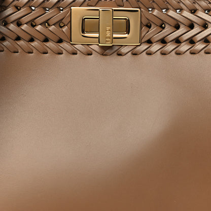 Fendi Vitello King Ceylon Shiny Nappa Woven Small Peekaboo I SEE U Satchel Sand 15 of 20