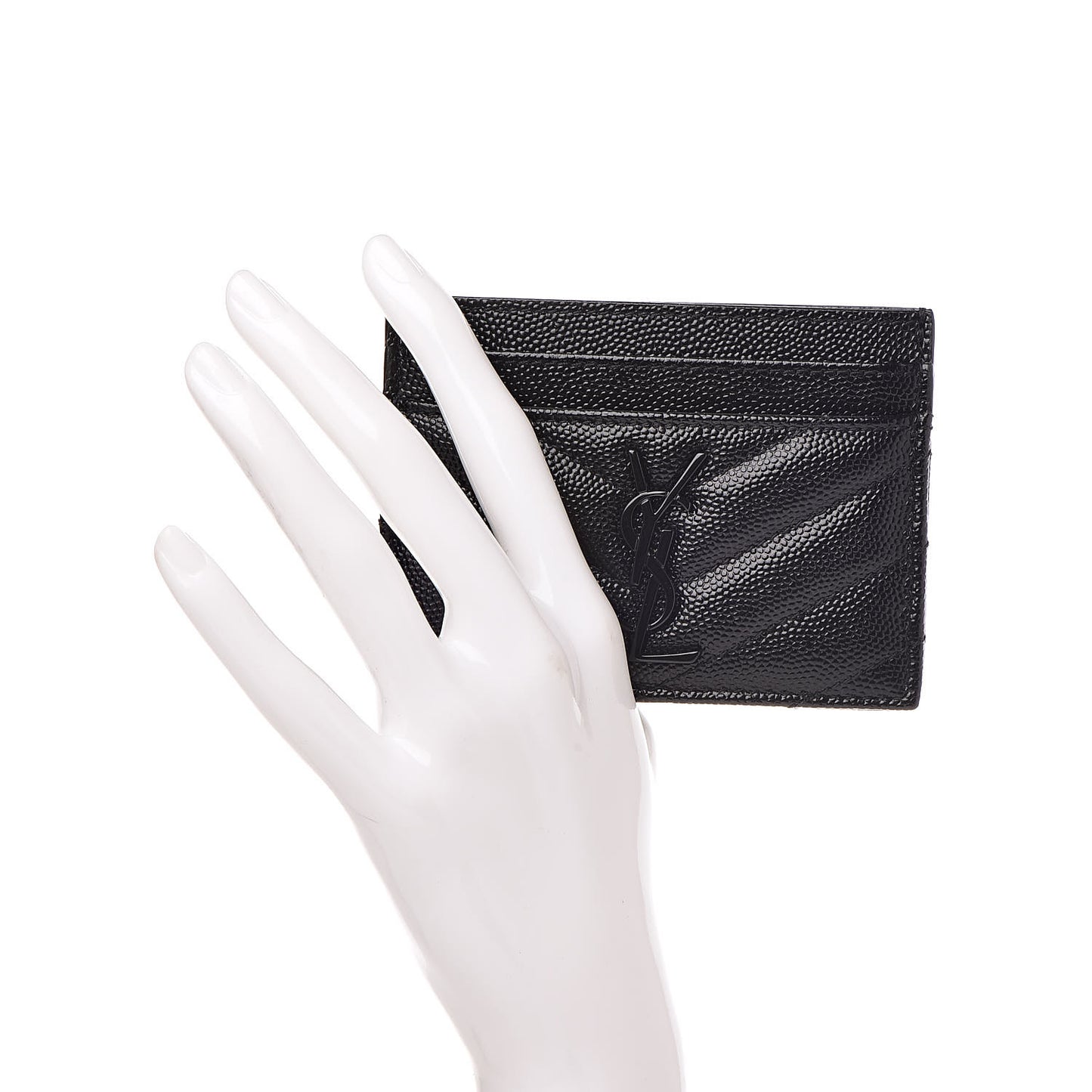 Grain De Poudre Matelasse Chevron Monogram Credit Card Case Black