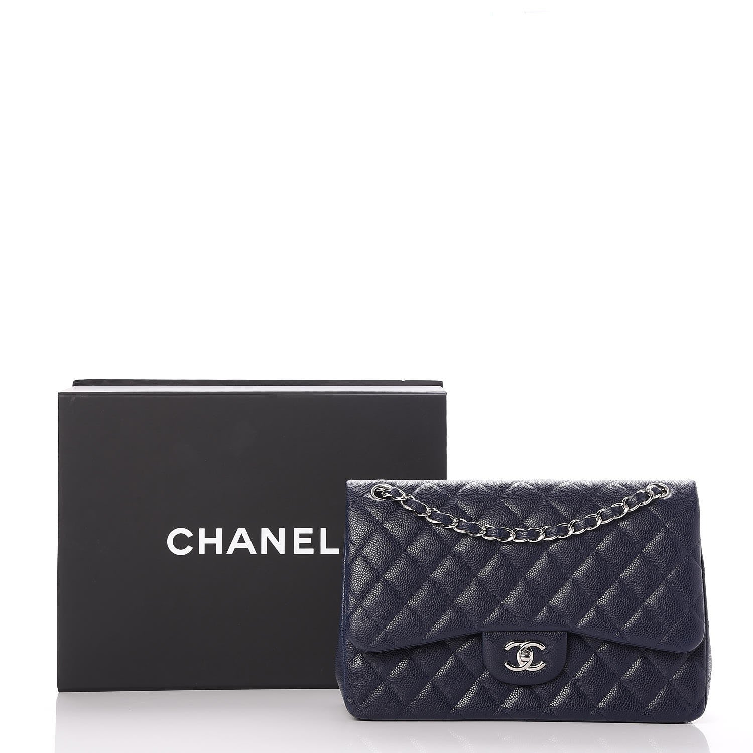 Chanel Caviar Quilted Jumbo Double Flap Navy Blue 9 of 9