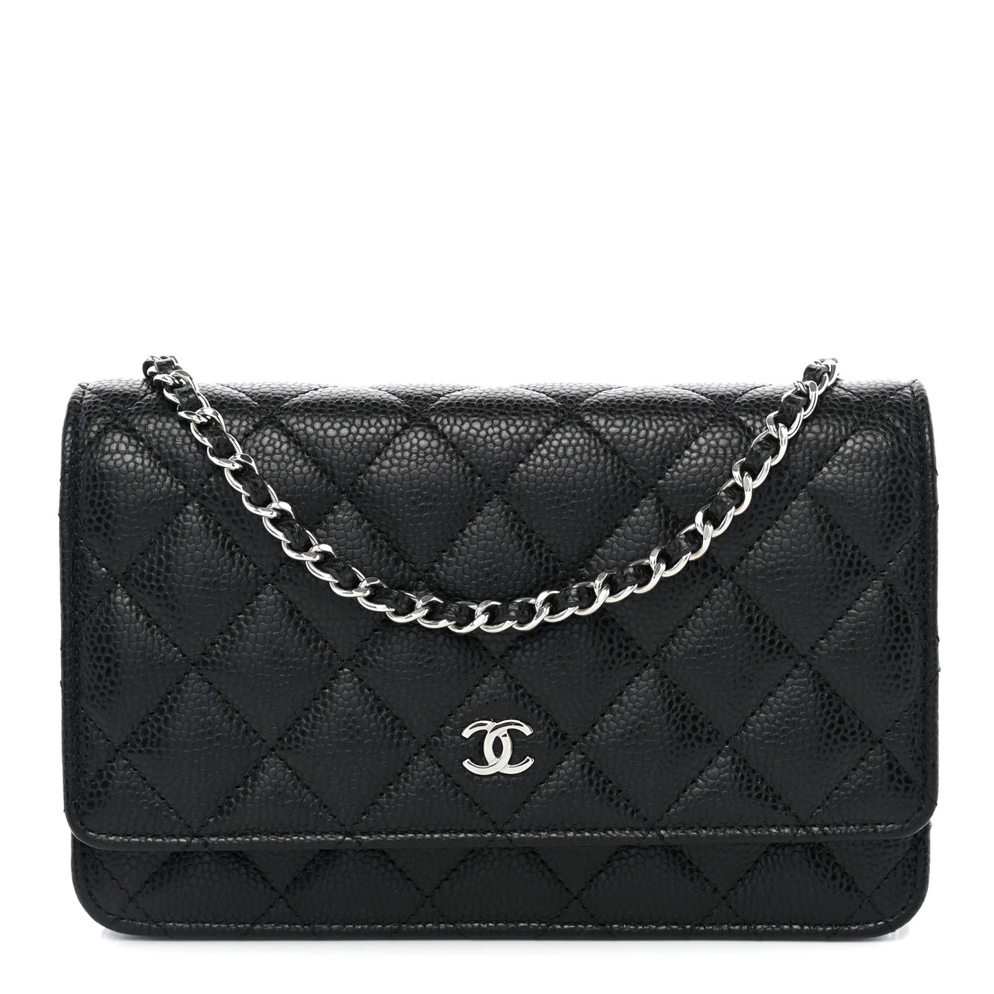 Caviar Quilted Wallet on Chain WOC Black
