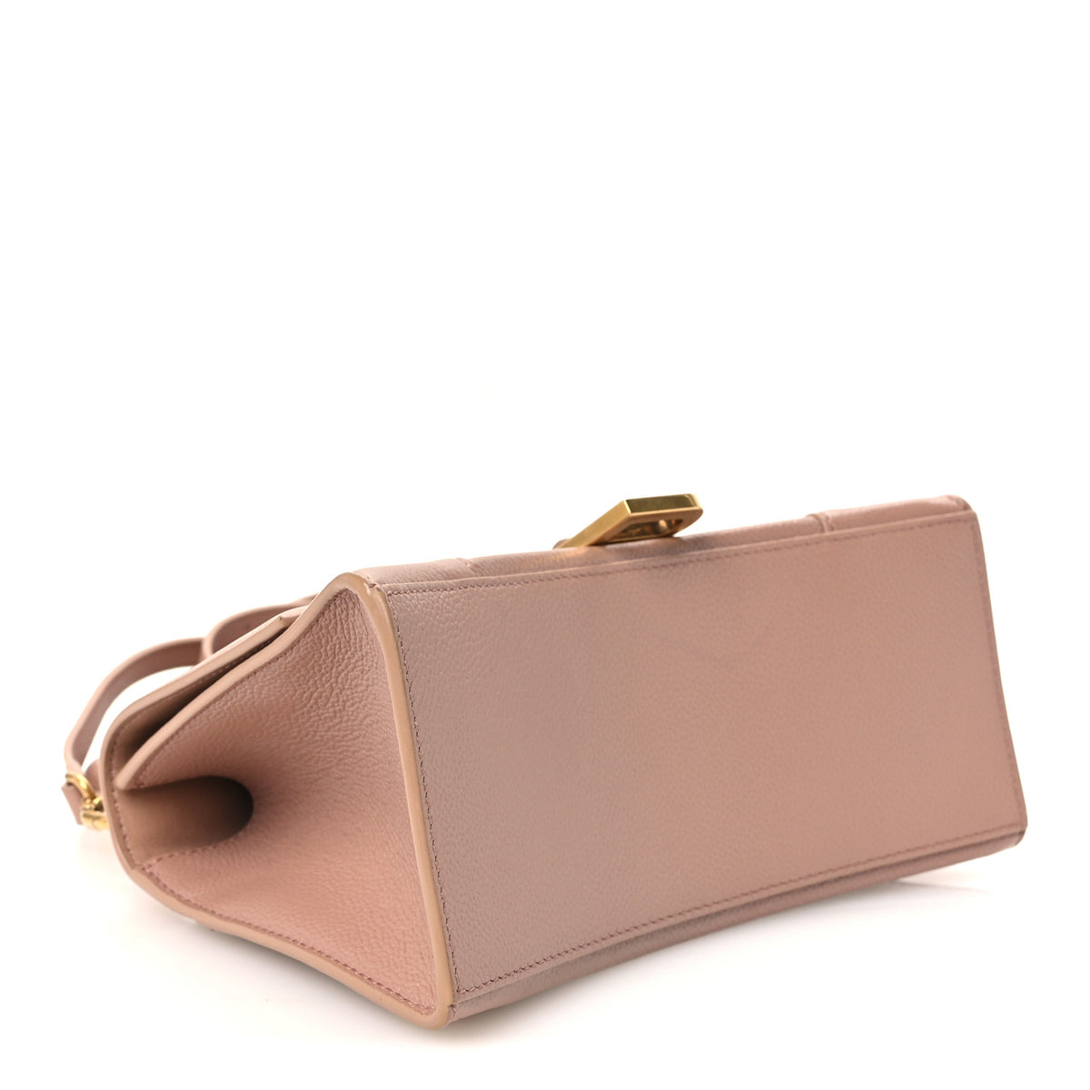 Grained Calfskin Small Hourglass Top Handle Bag Nude Beige