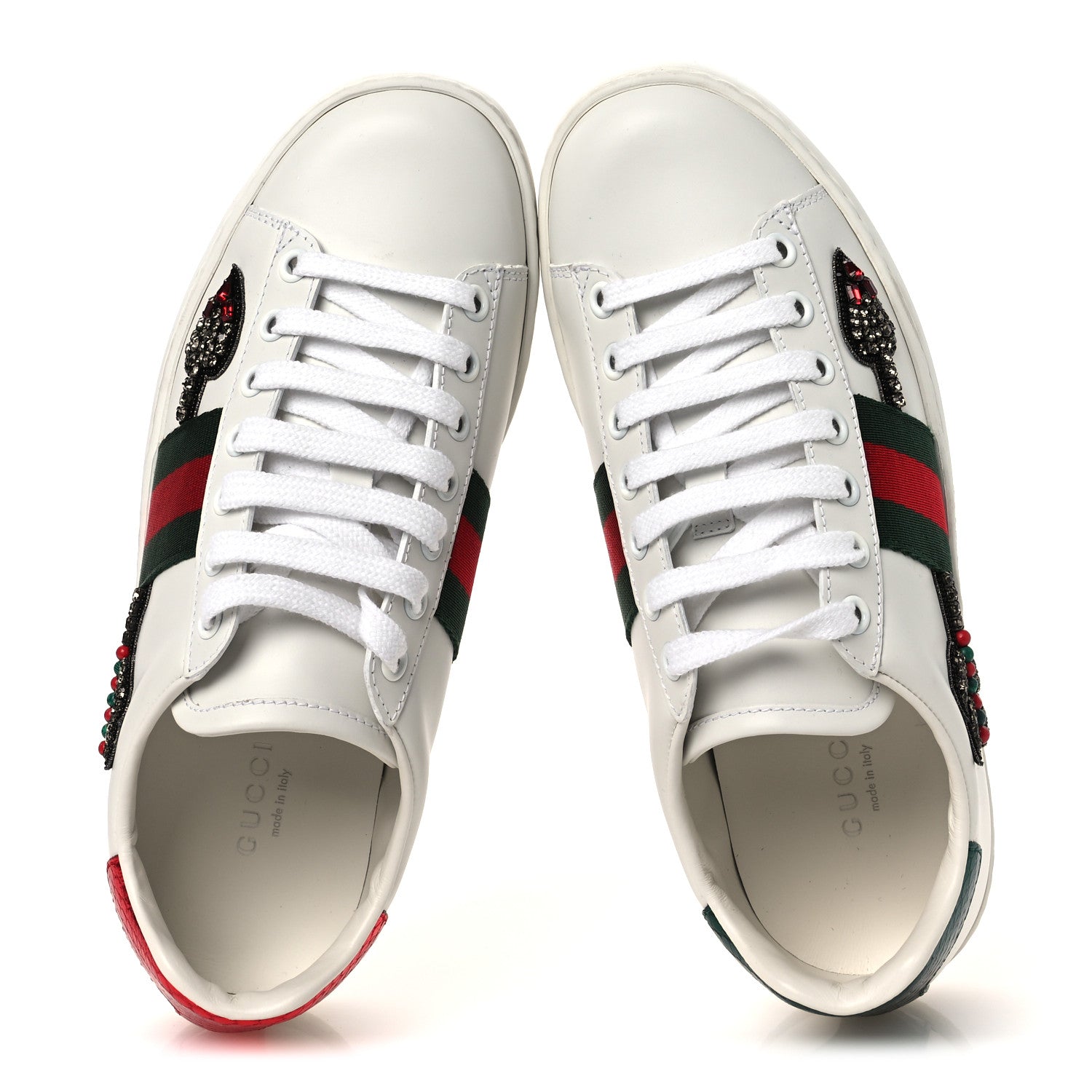 Gucci Calfskin Web Studded Womens Arrow Ace Sneakers 35.5 White 2 of 13