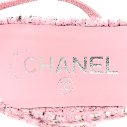 Chanel Tweed Grosgrain Cap Toe Slingback Flats 39 Pink White Black 7 of 10