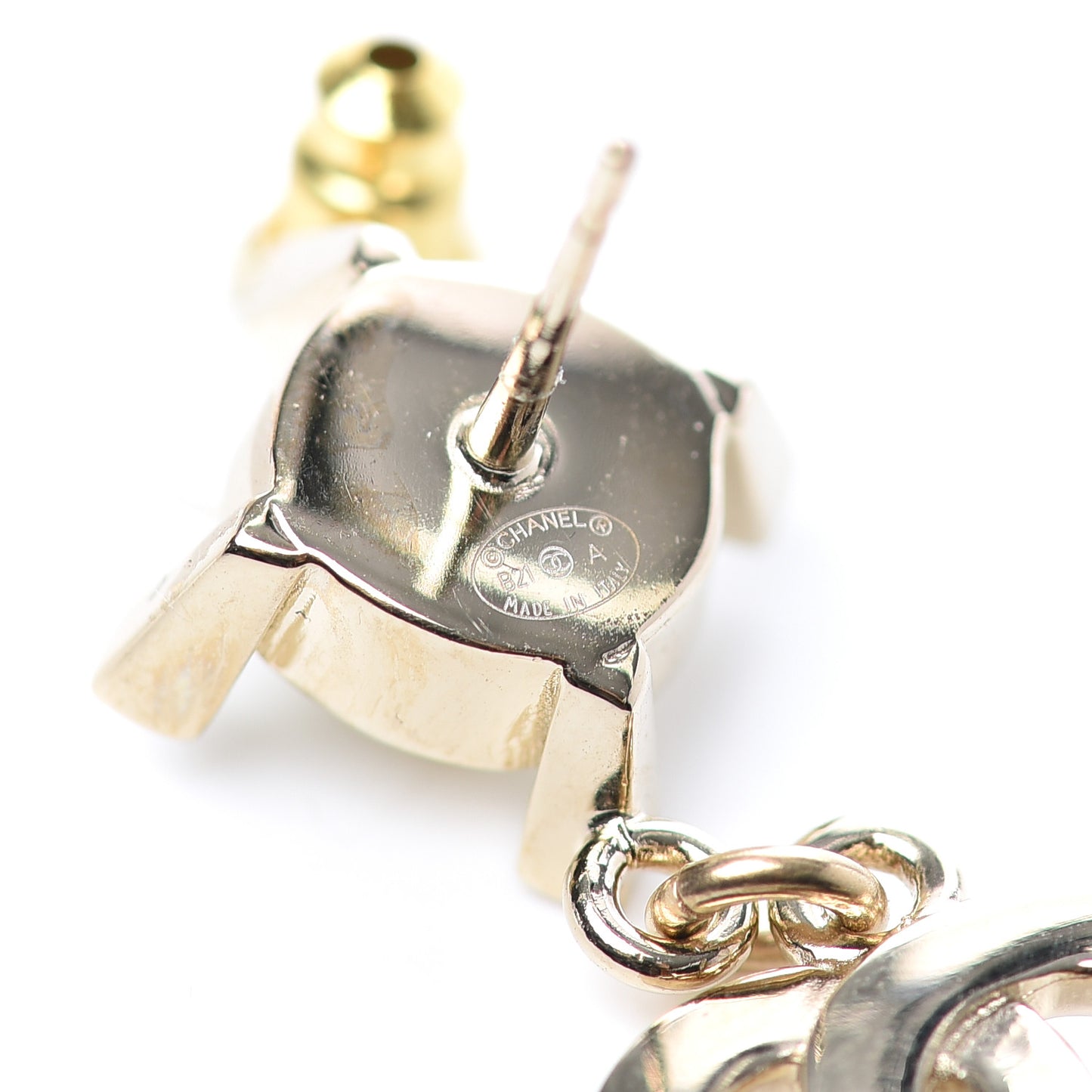 Crystal Pearl CC Drop Earrings Gold