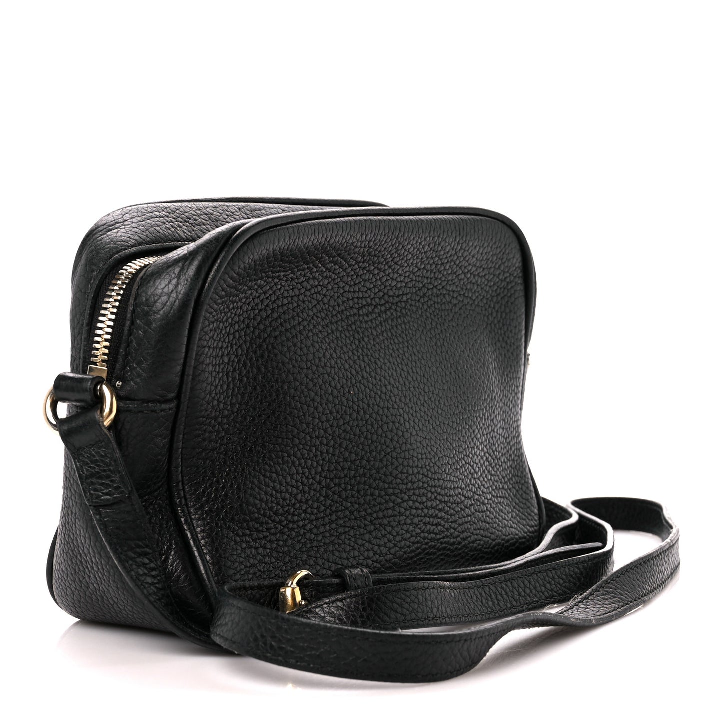 Pebbled Calfskin Small Soho Disco Bag Black