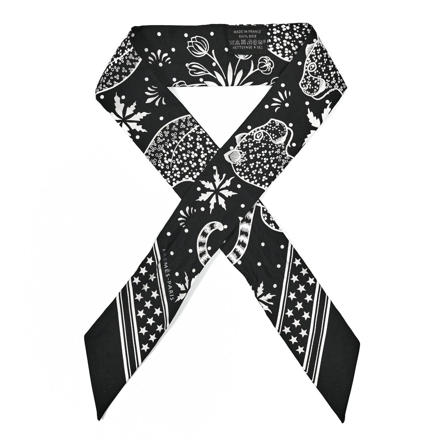 Silk Les Leopards Twilly Black White