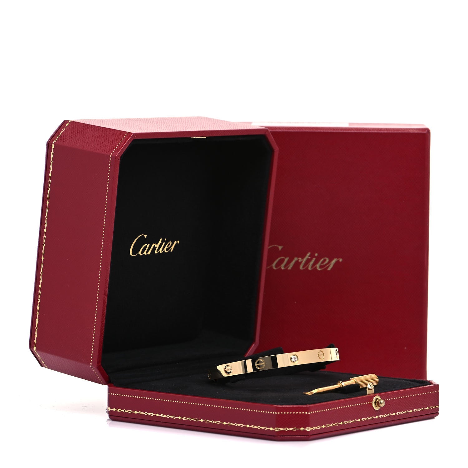Cartier 18K Yellow Gold 4 Diamond LOVE Bracelet 19 6 of 6