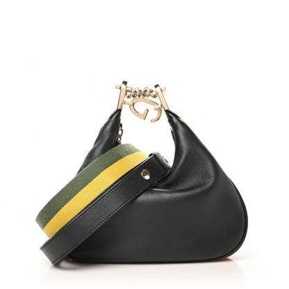 Gucci Aria Calfskin Web Small Attache Shoulder Bag Black 1 of 9