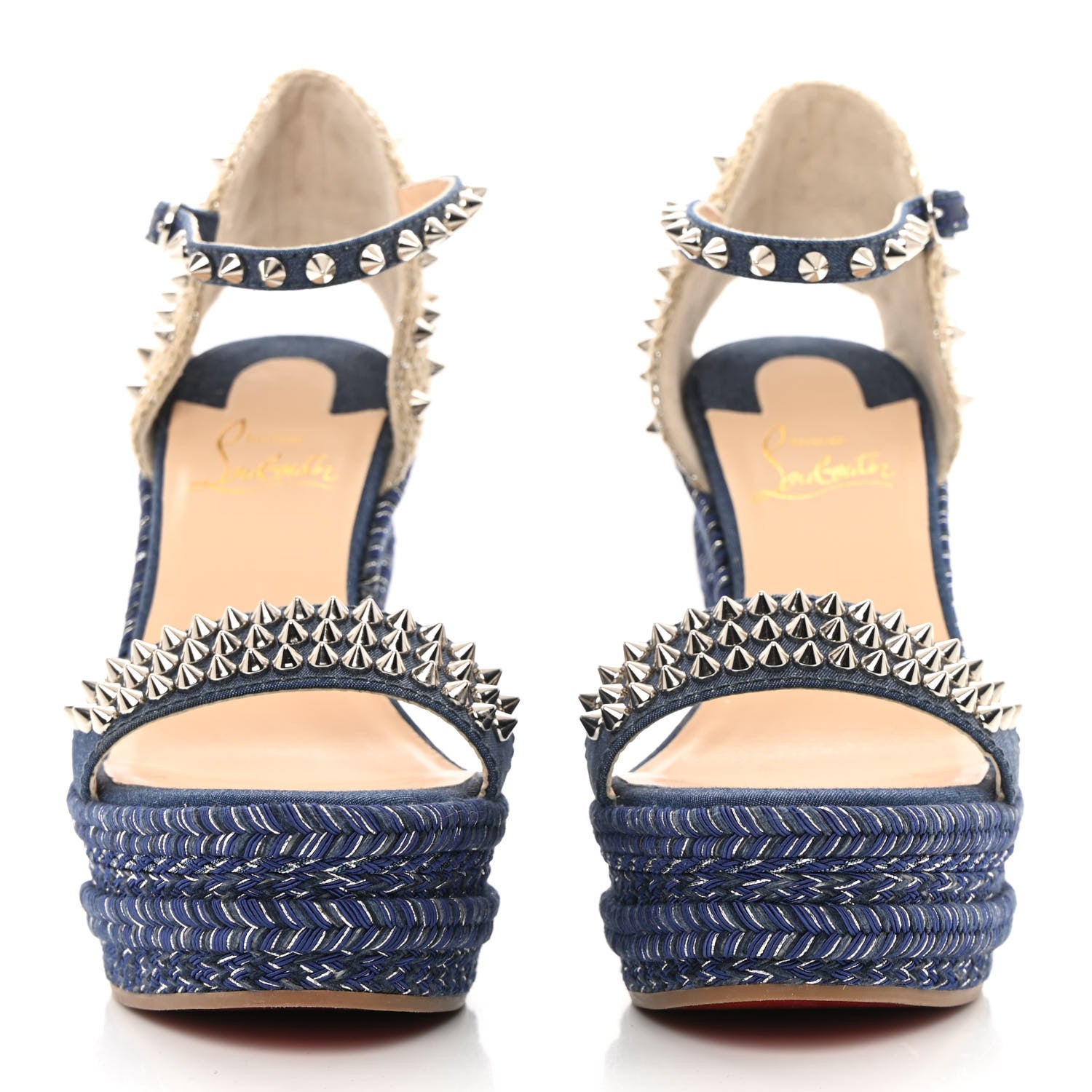 Christian Louboutin Denim Madmonica 120 Wedge Sandals 37 Blue 2 of 11