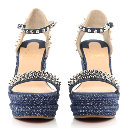 Christian Louboutin Denim Madmonica 120 Wedge Sandals 37 Blue 2 of 11