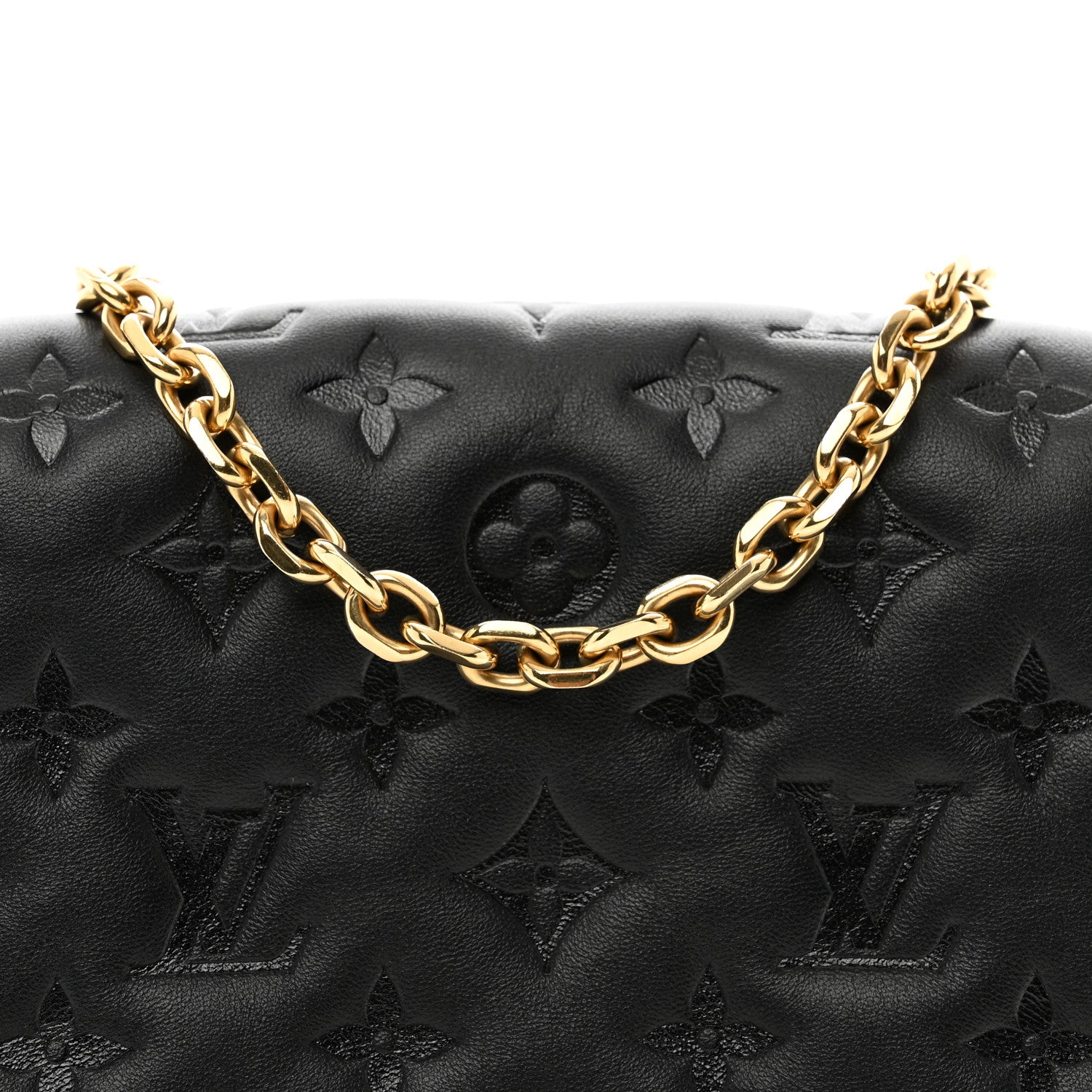 Louis Vuitton Lambskin Embossed Monogram Pochette Coussin Black 5 of 9