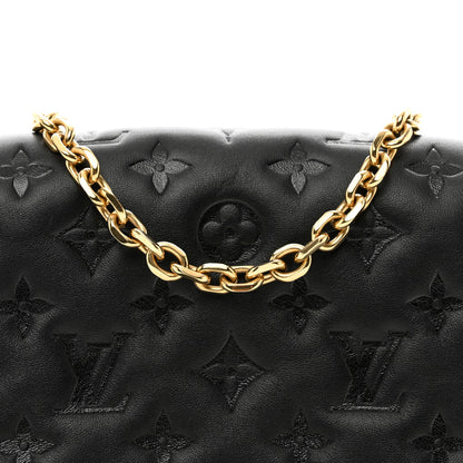 Louis Vuitton Lambskin Embossed Monogram Pochette Coussin Black 5 of 9