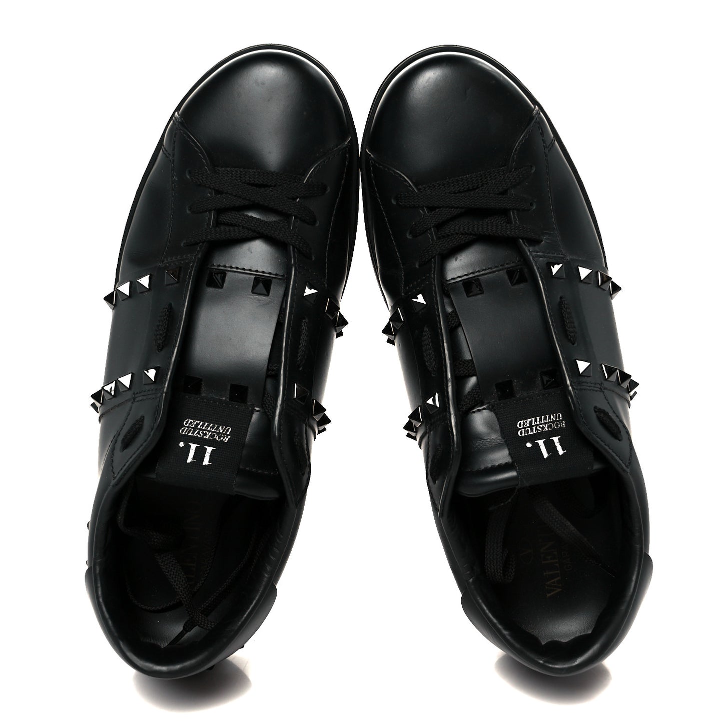 Calfskin Mens Rockstud Untitled Open Sneakers 43 Black