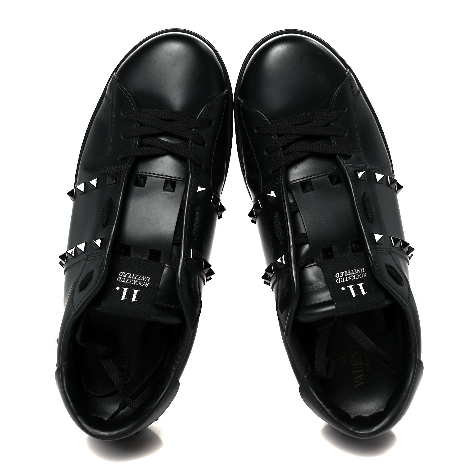 Valentino Garavani Calfskin Mens Rockstud Untitled Open Sneakers 43 Black 2 of 10
