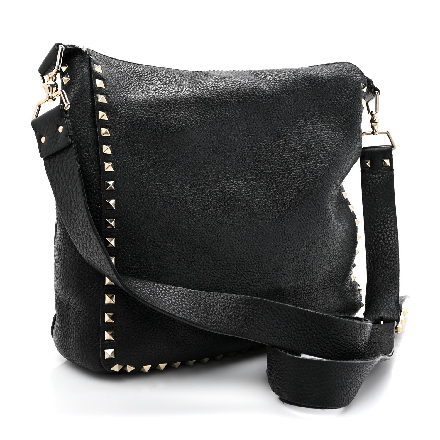 Valentino Garavani Pebbled Calfskin Small Rockstud Flip-Lock Messenger Bag Black 3 of 17