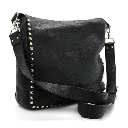 Valentino Garavani Pebbled Calfskin Small Rockstud Flip-Lock Messenger Bag Black 3 of 17