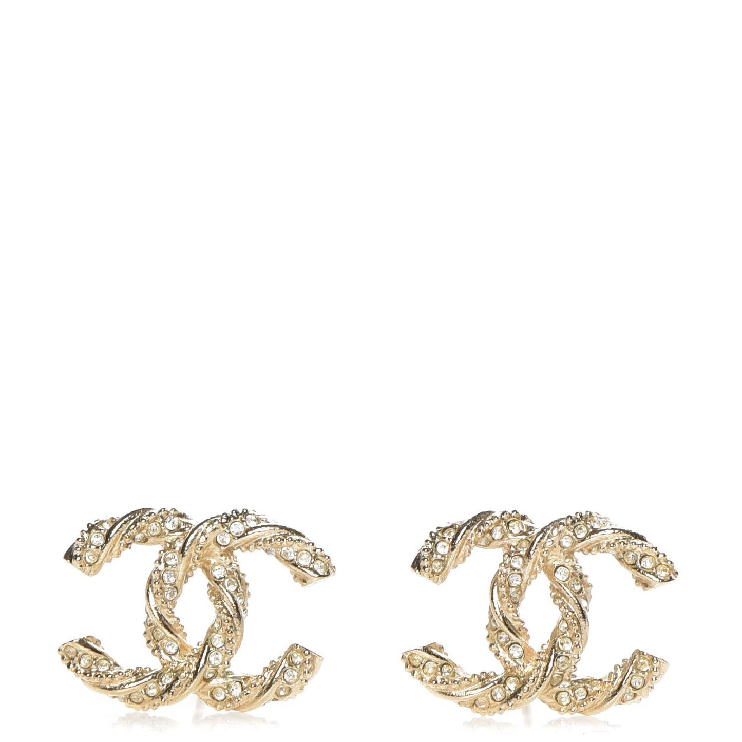 Crystal Twisted CC Earrings Gold