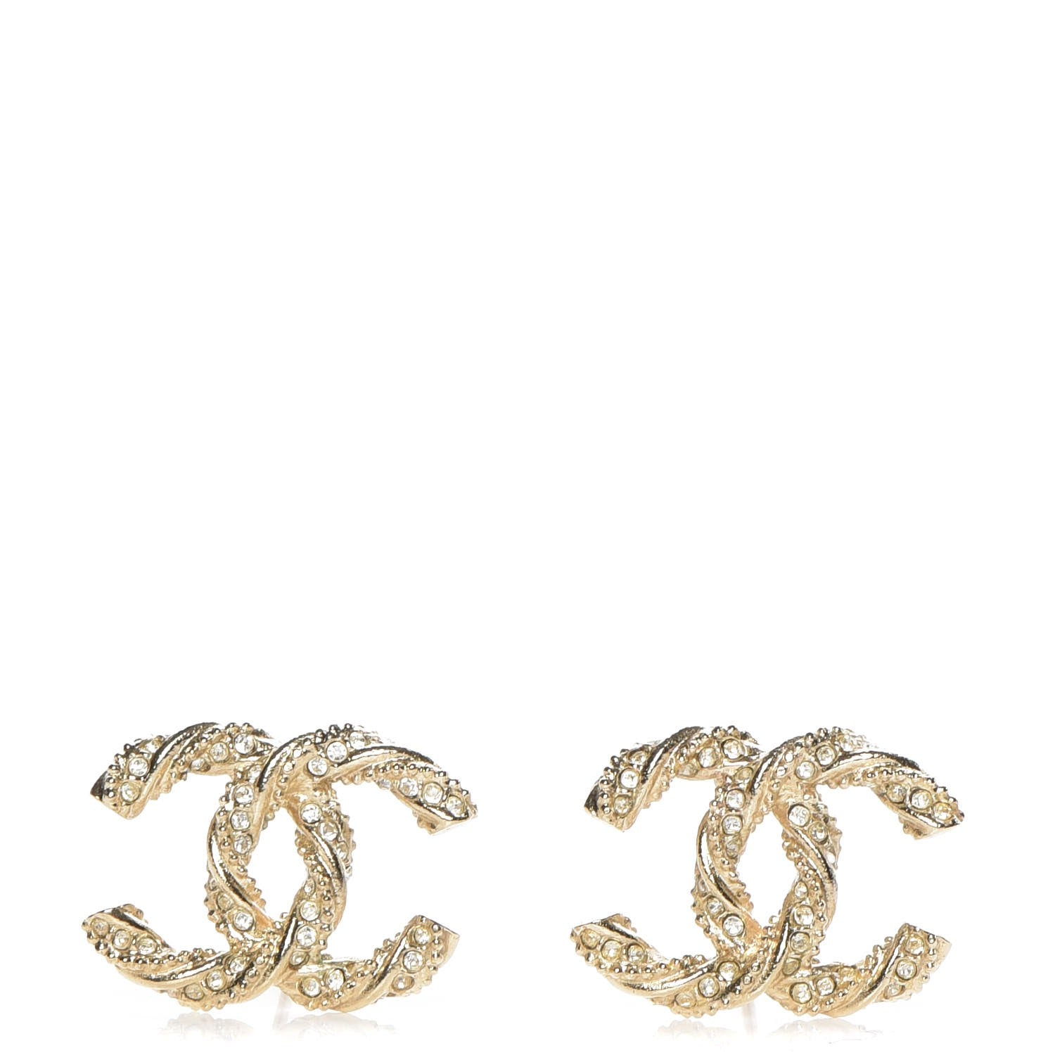 Chanel Crystal Twisted CC Earrings Gold 1 of 5