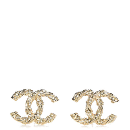 Chanel Crystal Twisted CC Earrings Gold 1 of 5