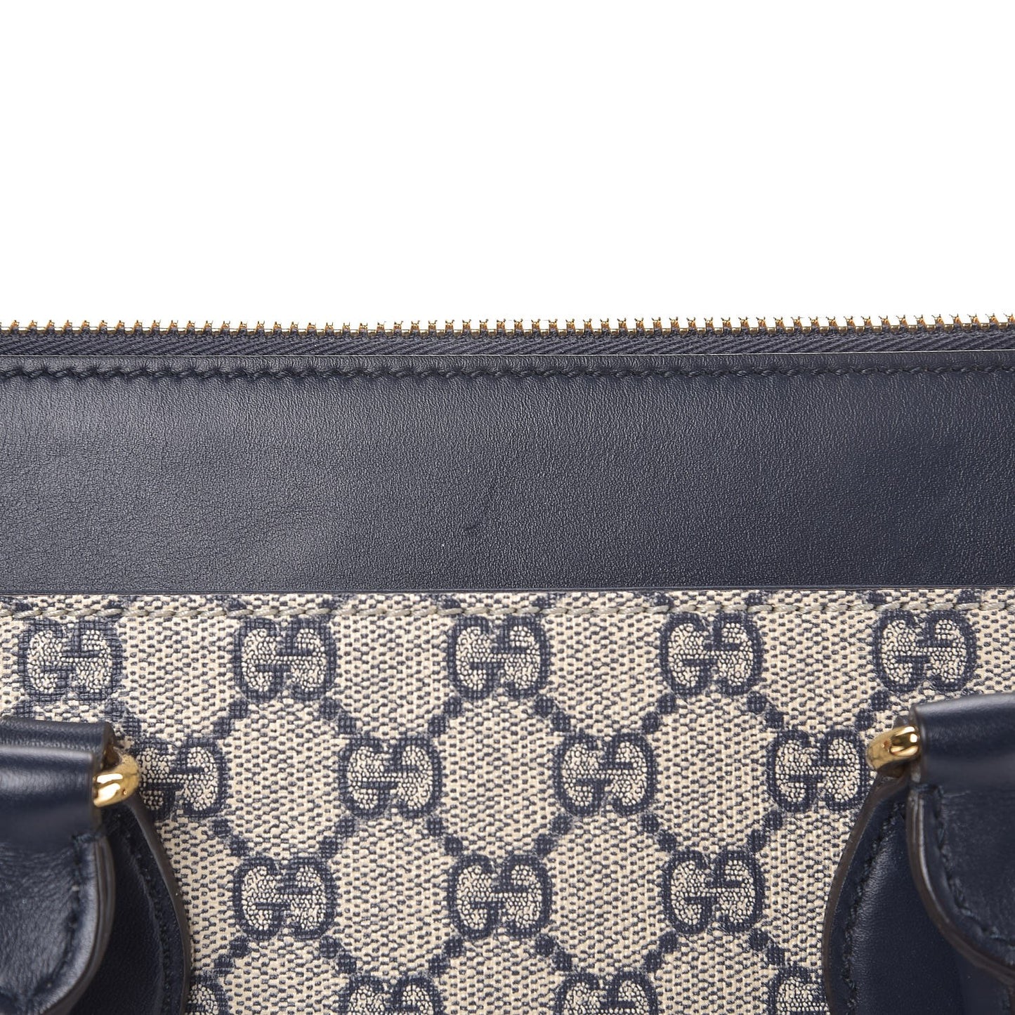 GG Supreme Monogram Small Zip Top Tote Beige Blue