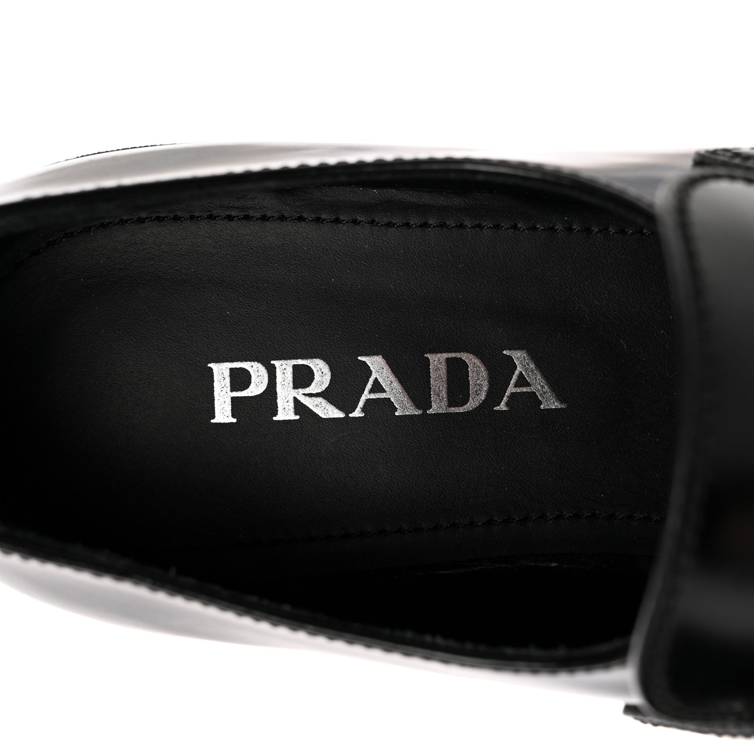 Prada Spazzolato Metal Triangle Logo 50mm Loafers 39 Black 7 of 13