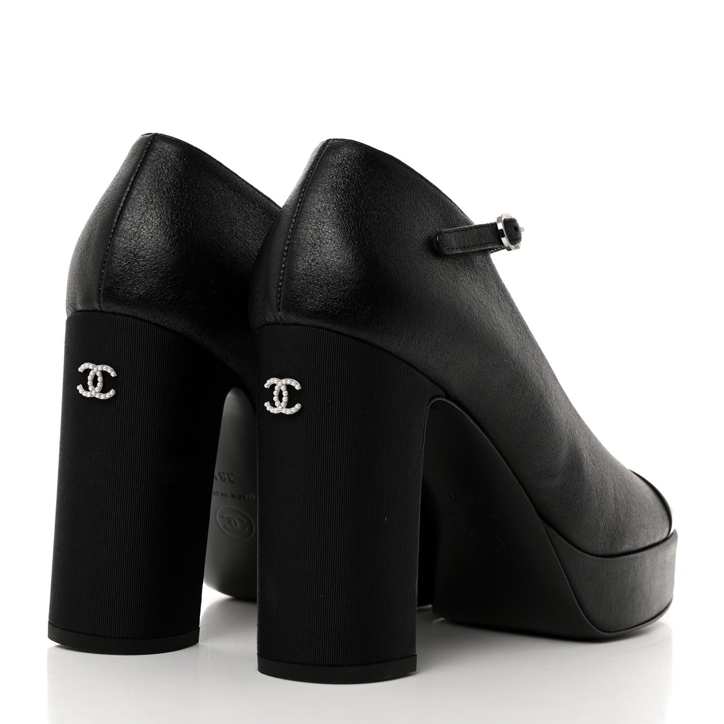 Lambskin Patent Cap Toe Mary Jane Platform Pumps 38.5 Black